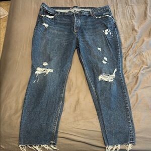 Old Navy Blue Ankle Cropped Jeans with Distressed Details